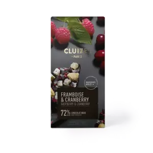 Tablette Framboise & Cranberry 72% chocolat noir Cluizel 100 g Tablette Framboise & Cranberry 72% chocolat noir Cluizel 100 g