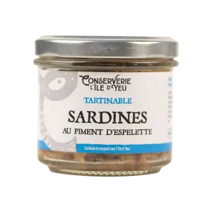 Tartinable sardine piment d'Espelette Conserverie Ile d'Yeu 100 gr Tartinable sardine piment d'Espelette Conserverie Ile d'Yeu 100 gr